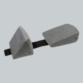 The Bellow Bandit Wedge Pillow against a gray background.