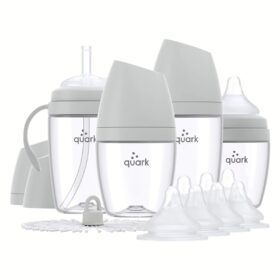 Assortment of bottles from the Quark BuubiBottle Hybrid Baby Bottle Bundle.