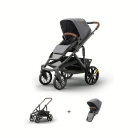 Comparison of the Veer Switchback Seat and Roll Stroller Frame, assembled and disassembled.