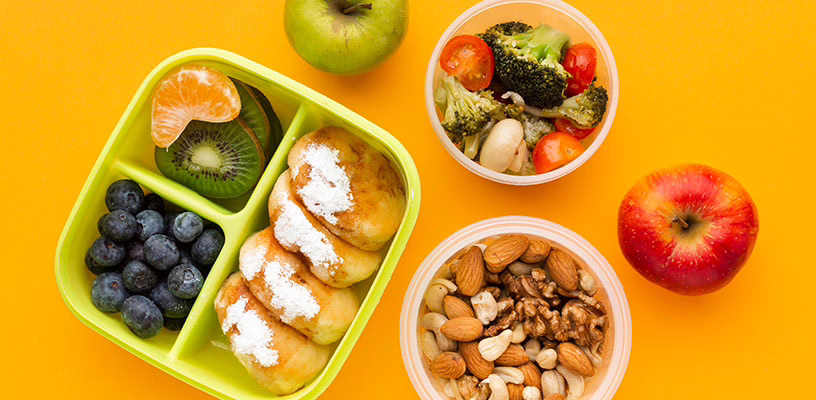 A selection of fruits, nuts, vegetables, and bread for a woman to snack on during labor.