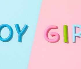 The words "Boy" and "Girl" on a blue and pink background.