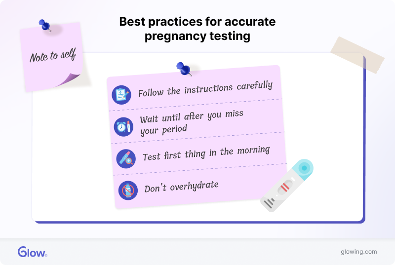 Note with a list of best practices for accurate pregnancy testing.
