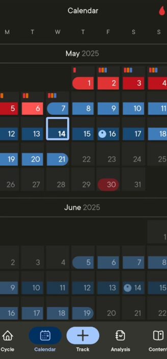 Clue’s menstrual cycle calendar.
