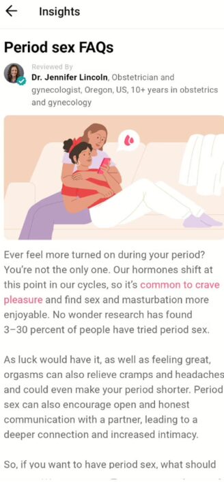 One of Flo’s educational articles.