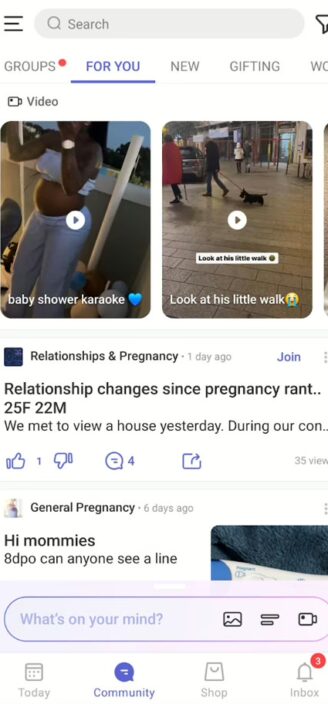 Videos and written posts on Glow Nurture’s in-app community page.
