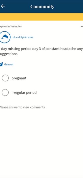 Poll on Ovia’s restricted community post.