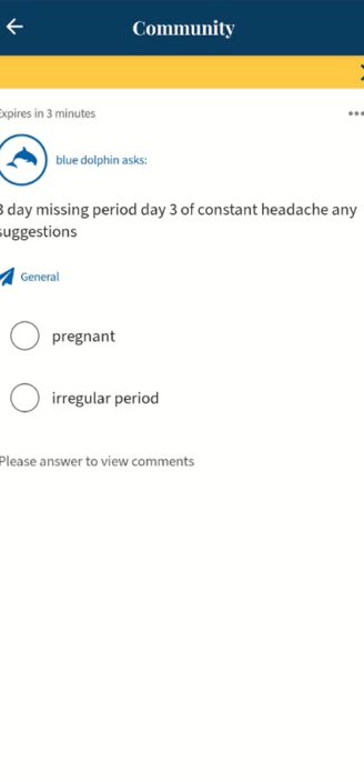 One of the poll questions on Ovia’s community page.