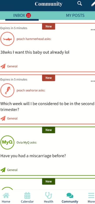 Ovia’s anonymous community posts.