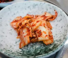 Bowl of kimchi, symbolizing that it's a safe food for pregnant women.