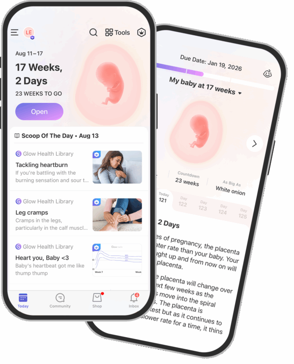 A screenshot of the showcase screen of Glow's Nurture Pregnancy App.